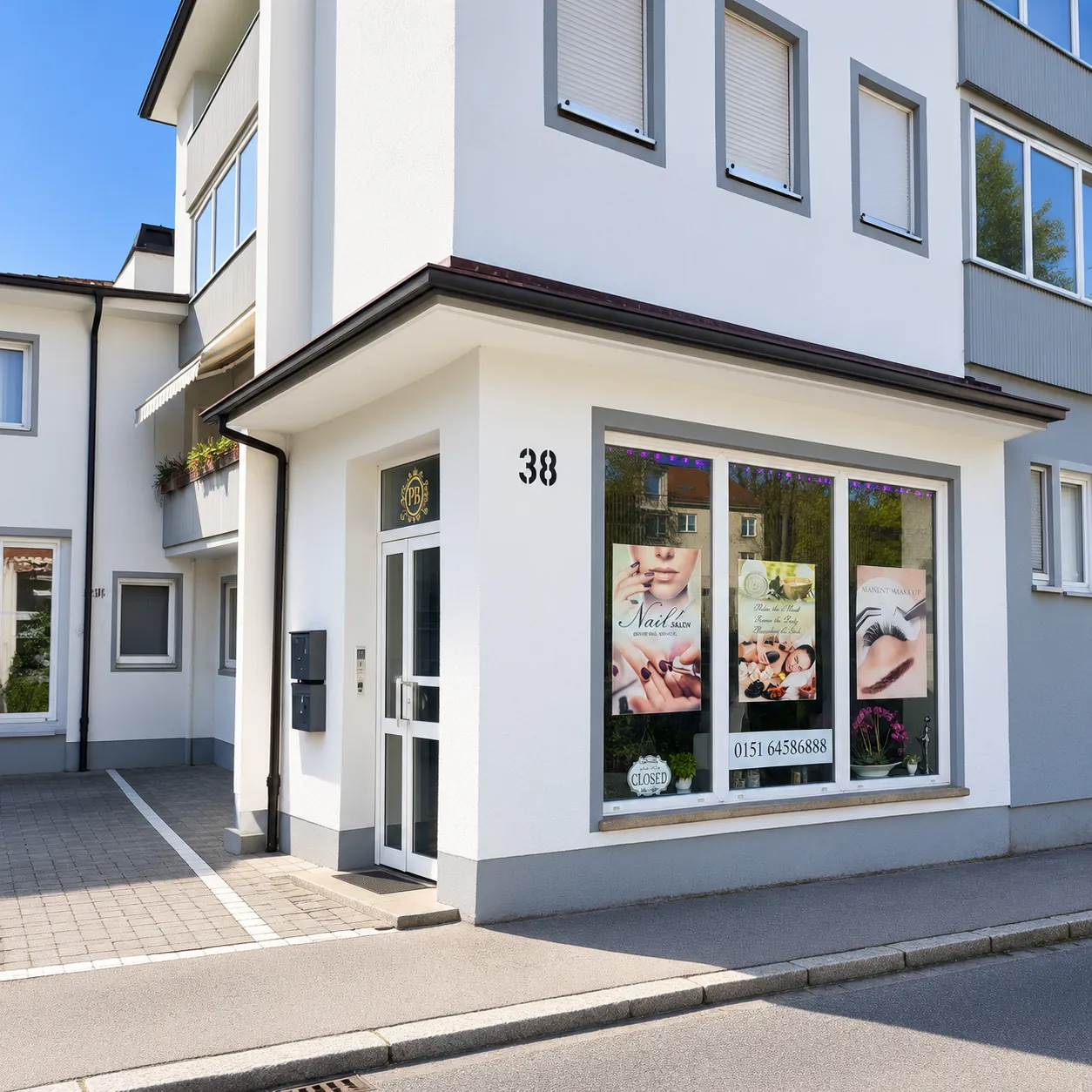 Kostenlose Kundenparkplätze direkt vor dem Studio in der Schäfflerbachstraße, Augsburg